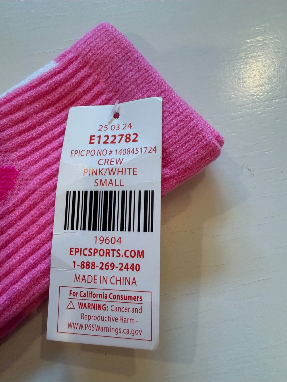NWT Kids Pink Awareness Crew Socks with Ribbon Detail - size small - Picture 2 of 2